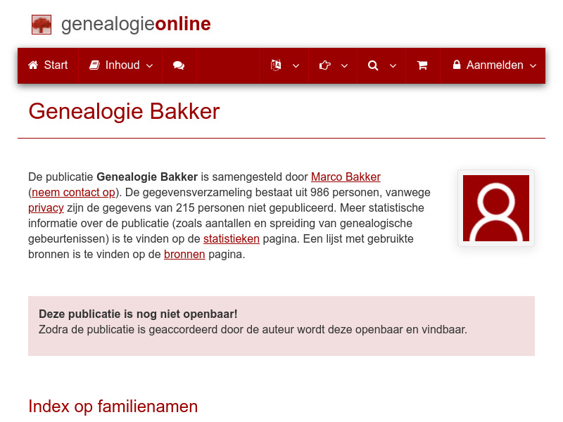 Screenshot van website