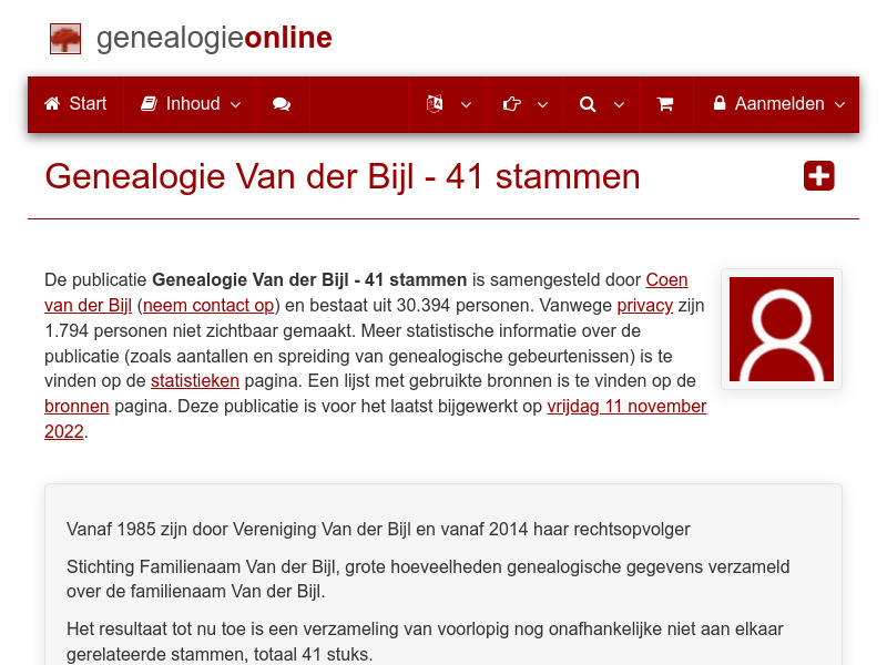 Screenshot van website