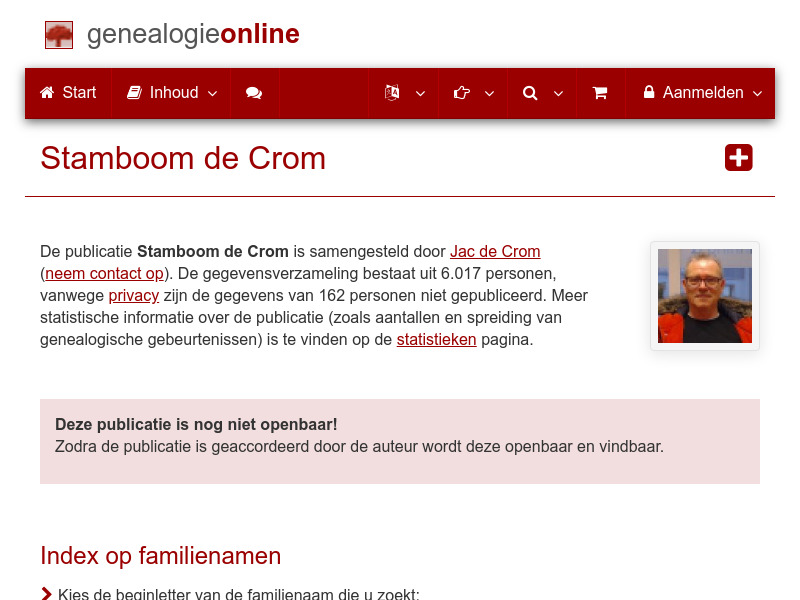 Screenshot van website