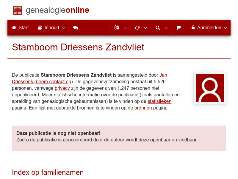 Screenshot van website