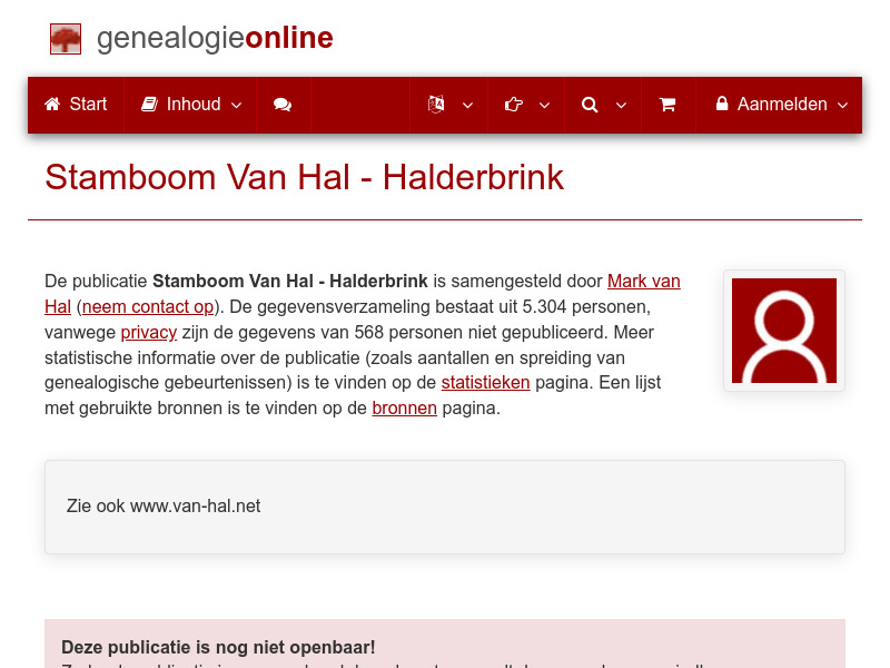 Screenshot van website
