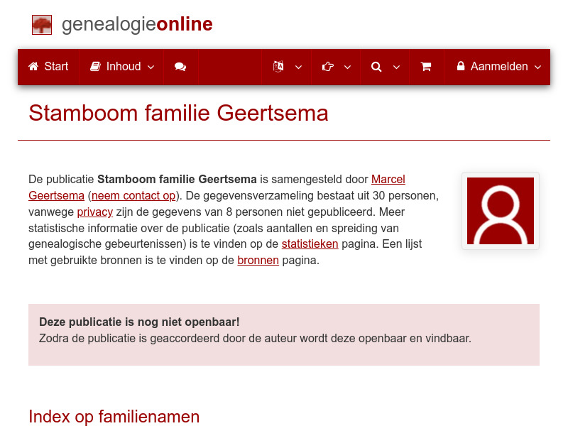 Screenshot van website