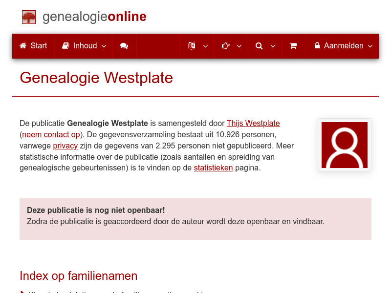 Screenshot van website