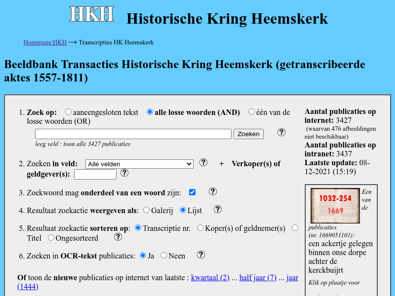 Screenshot van website