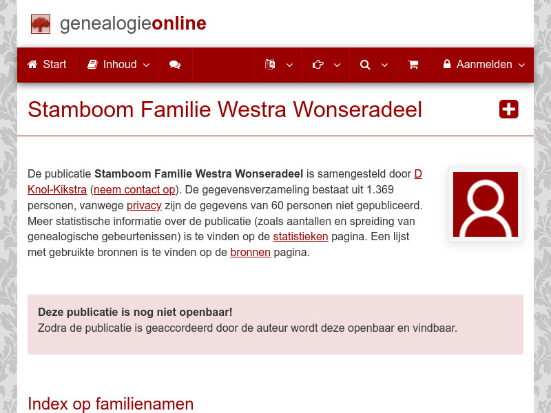Screenshot van website