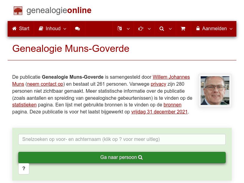 Screenshot van website