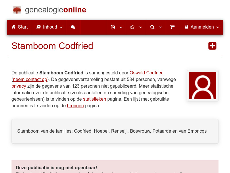 Screenshot van website