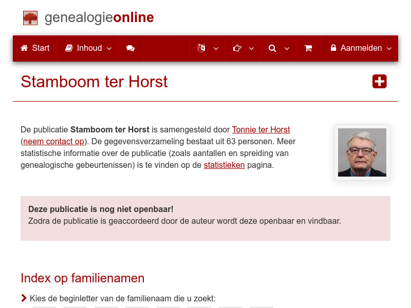 Screenshot van website