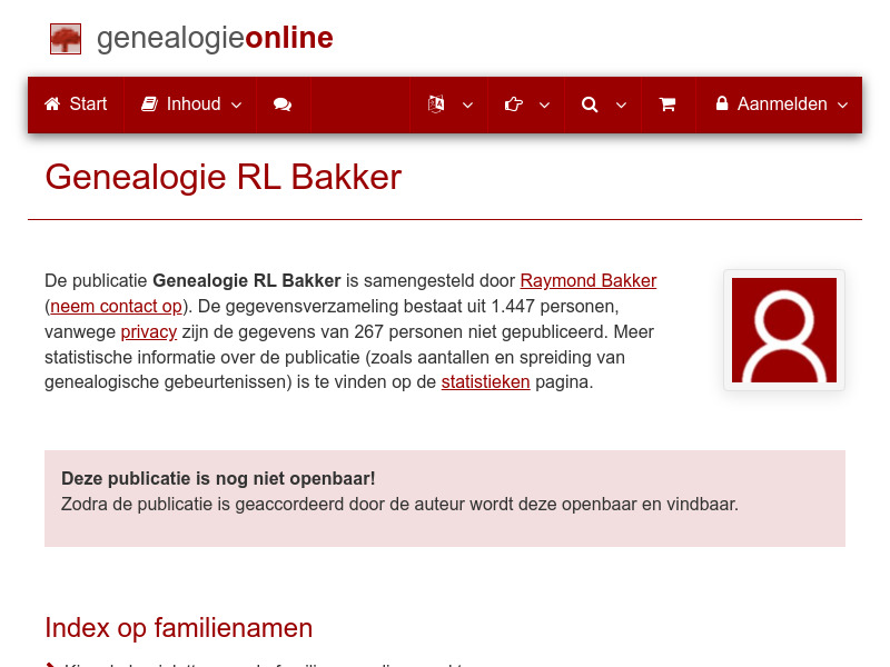 Screenshot van website