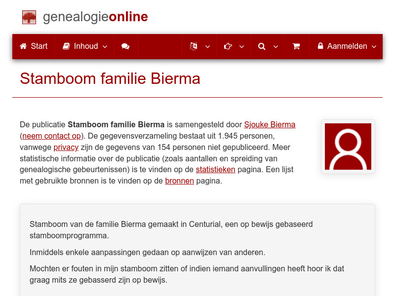 Screenshot van website