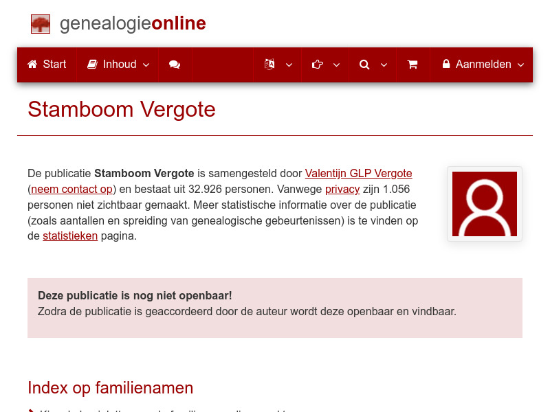 Screenshot van website