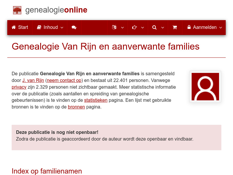 Screenshot van website