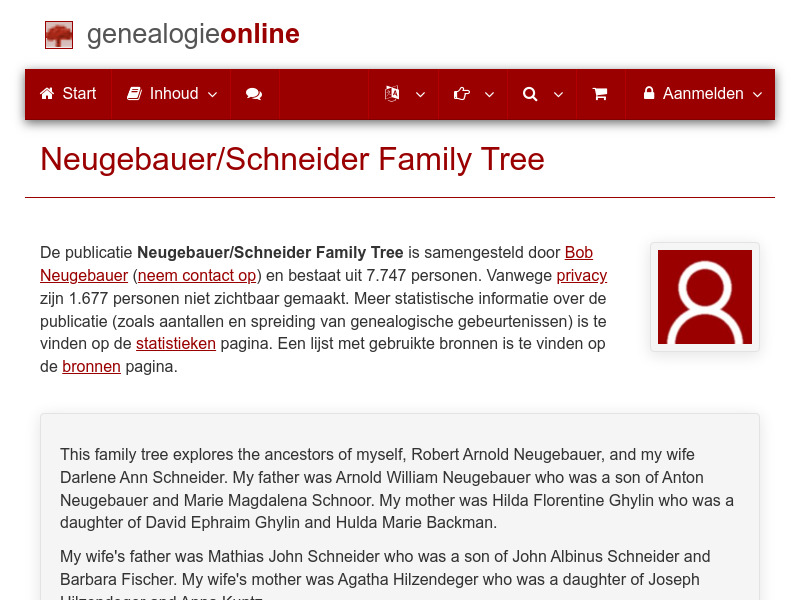 Screenshot van website