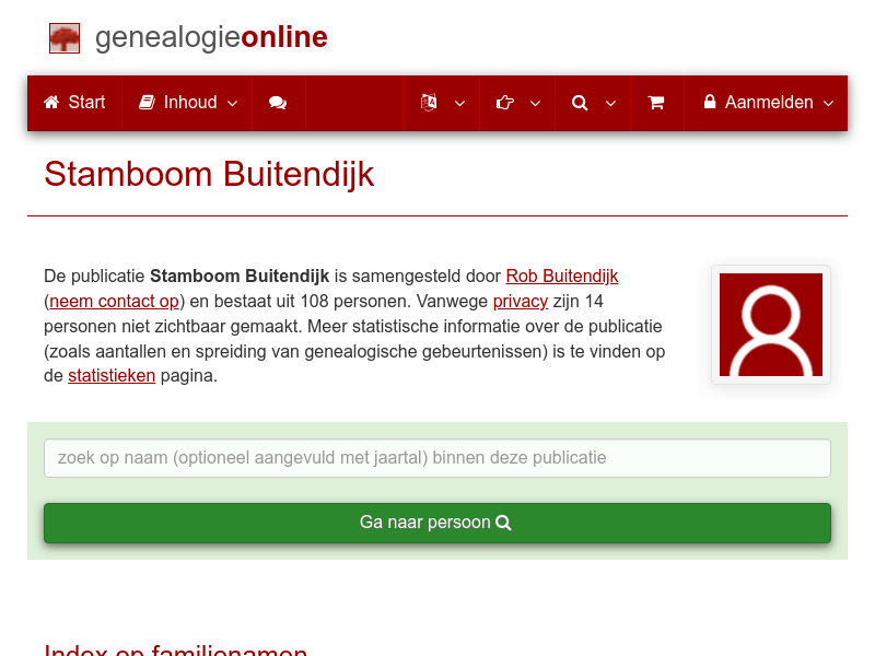 Screenshot van website