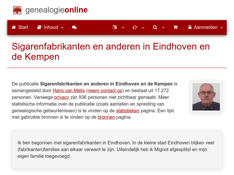 Screenshot van website