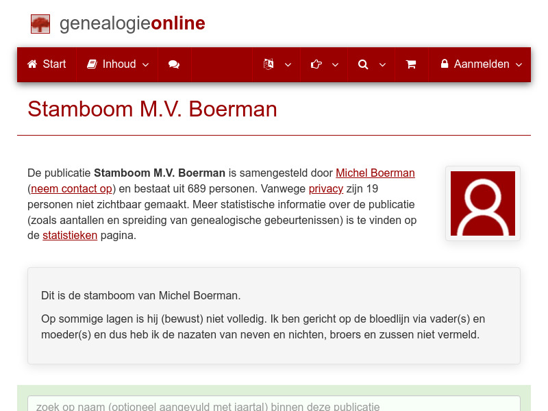 Screenshot van website