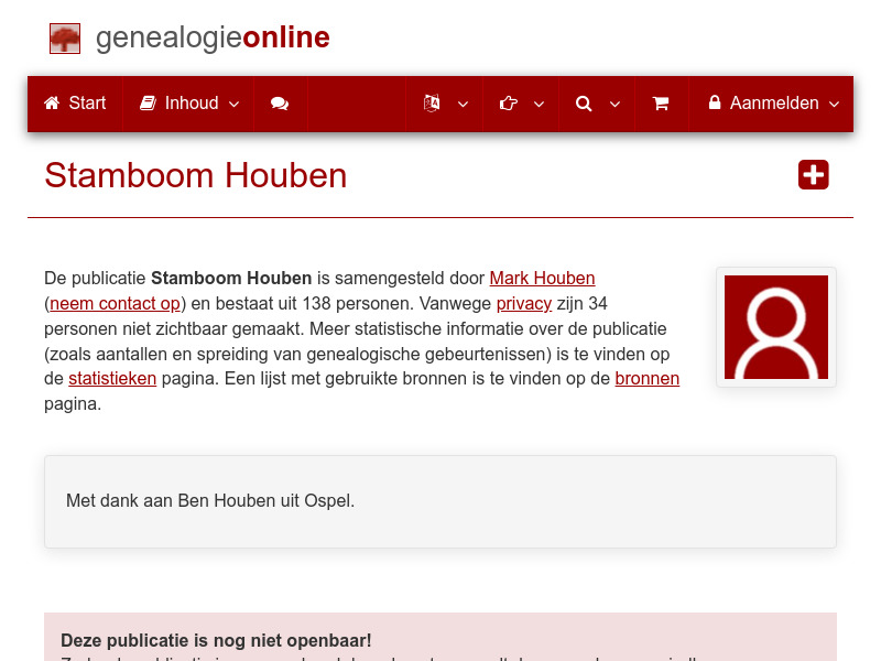 Screenshot van website