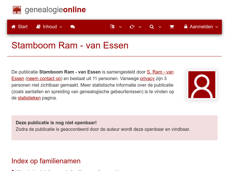 Screenshot van website