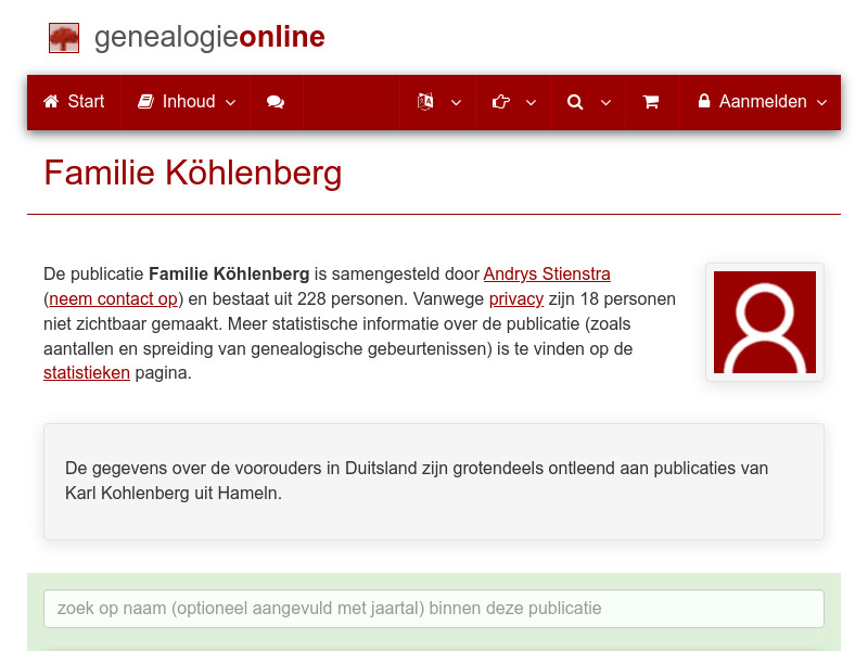 Screenshot van website