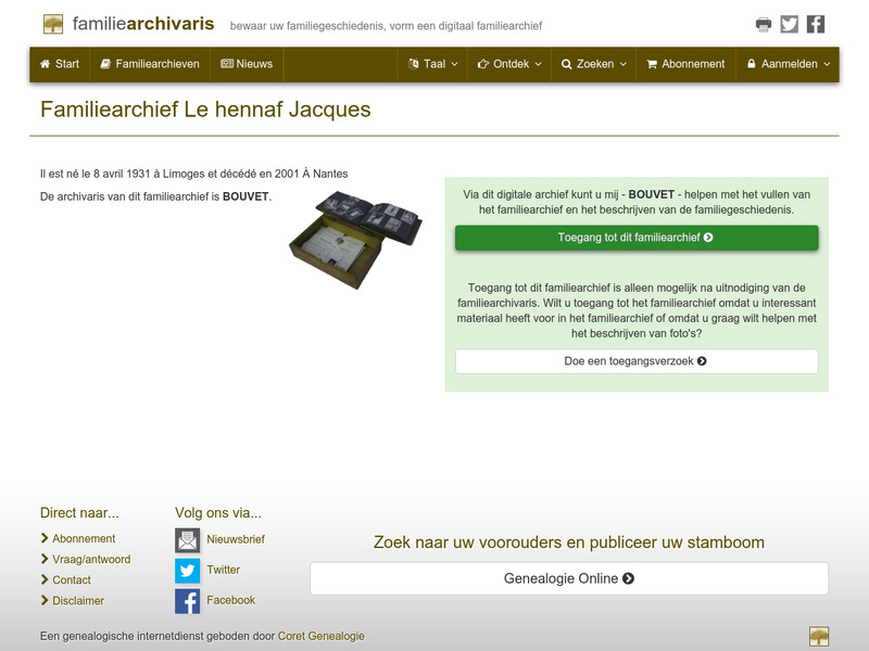 Screenshot van website