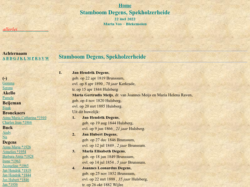 Screenshot van website