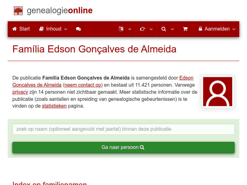 Screenshot van website