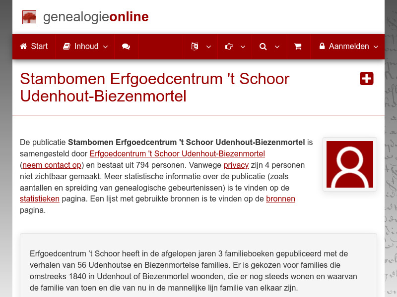 Screenshot van website