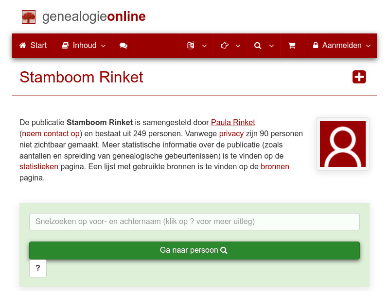 Screenshot van website