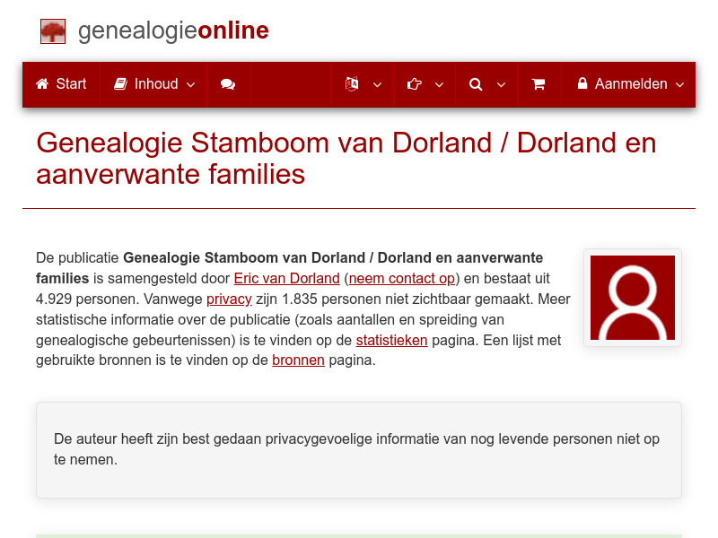 Screenshot van website