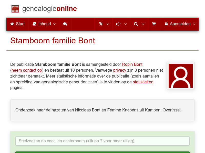 Screenshot van website