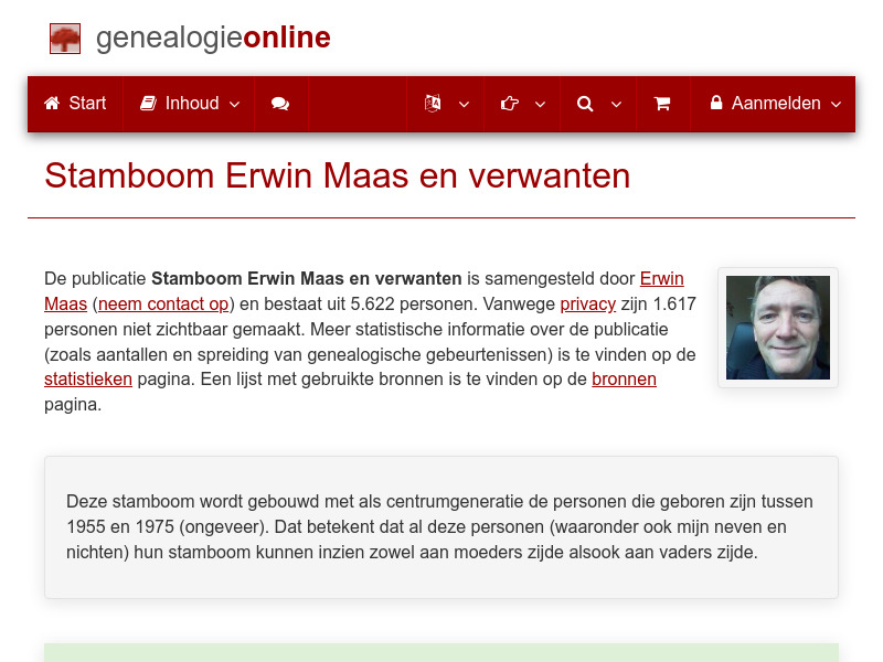 Screenshot van website