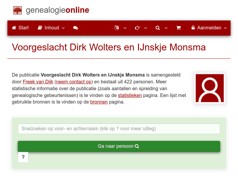 Screenshot van website