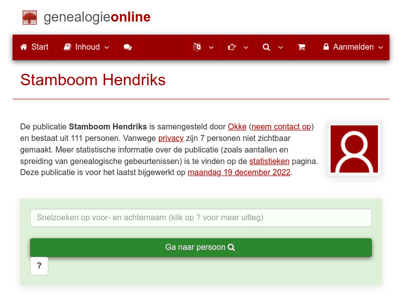 Screenshot van website