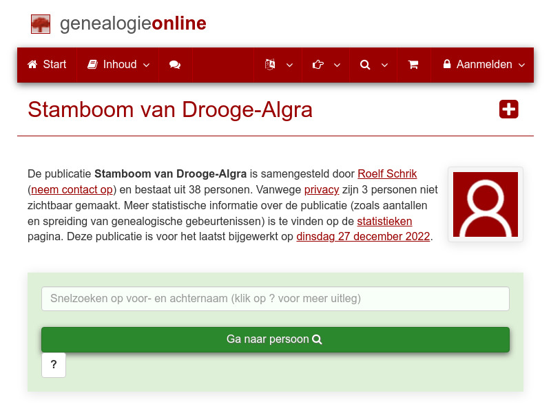 Screenshot van website