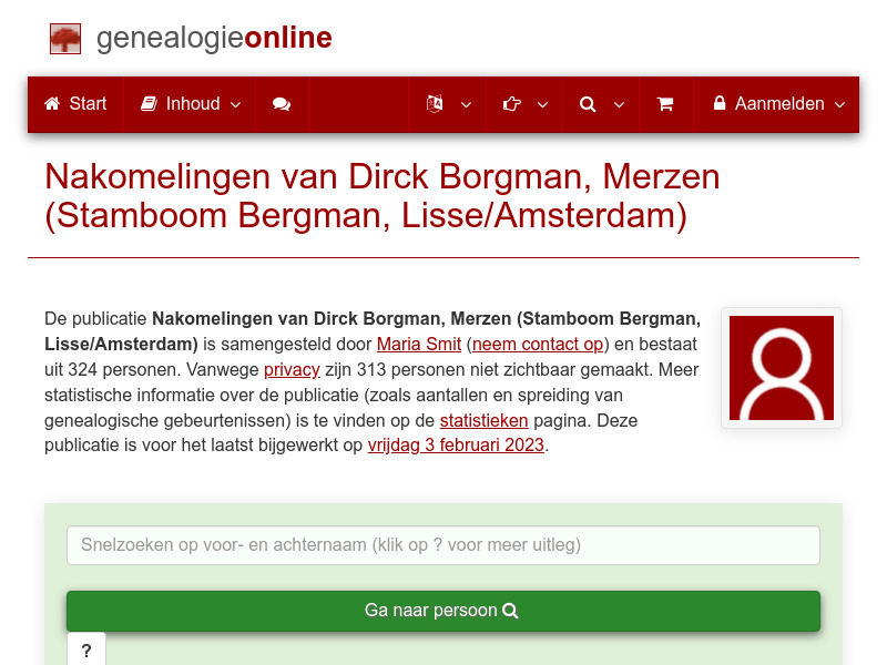 Screenshot van website
