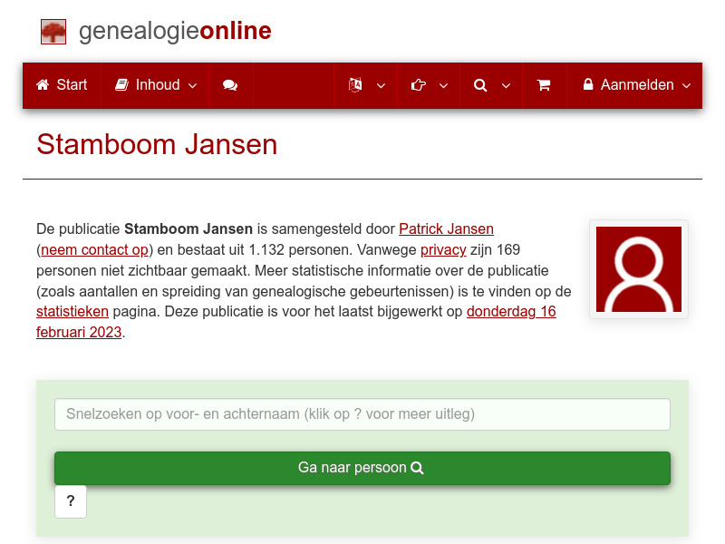 Screenshot van website