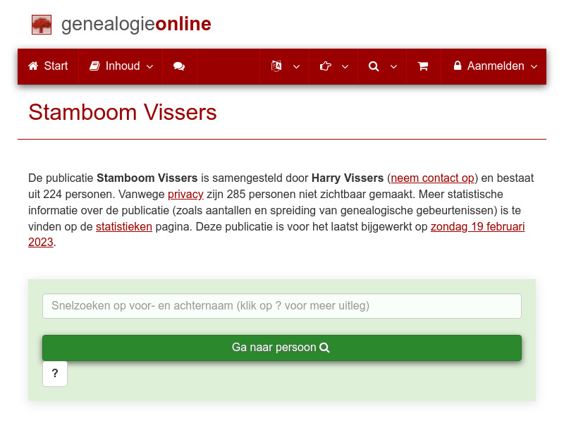 Screenshot van website
