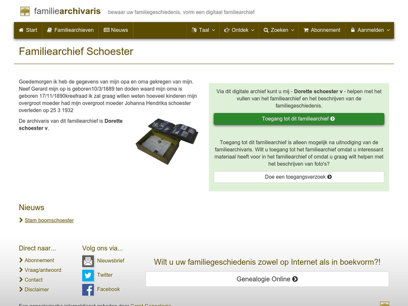 Screenshot van website