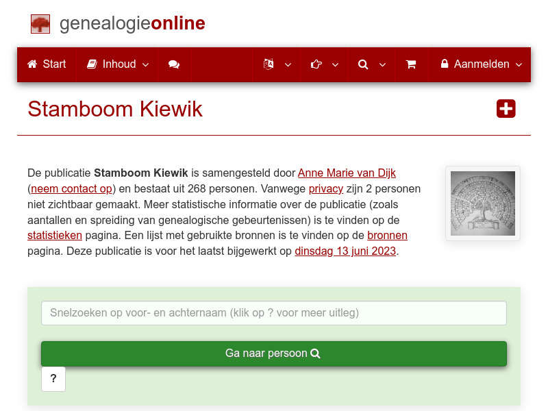 Screenshot van website
