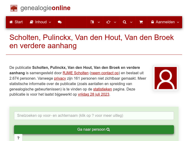 Screenshot van website