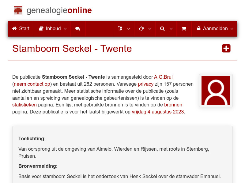 Screenshot van website