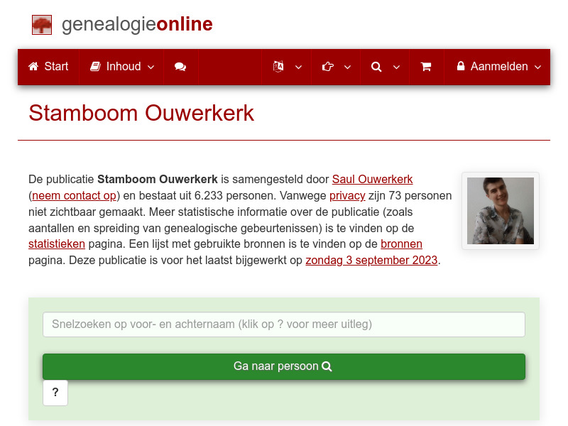 Screenshot van website