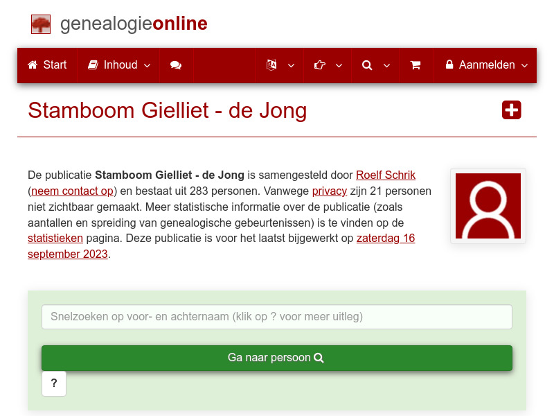 Screenshot van website