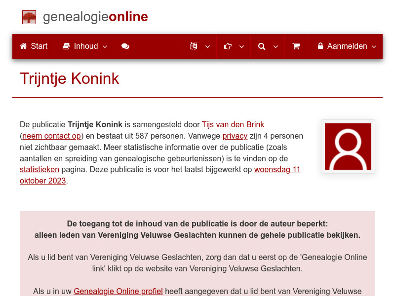 Screenshot van website