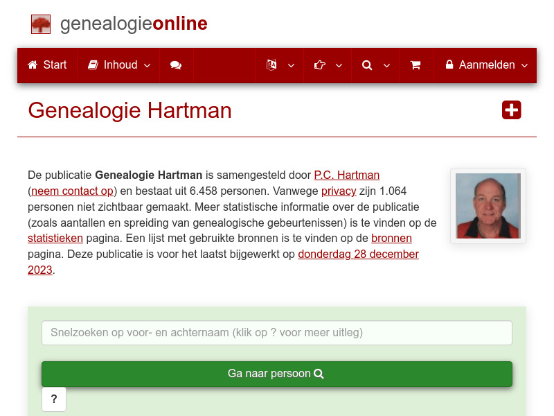 Screenshot van website