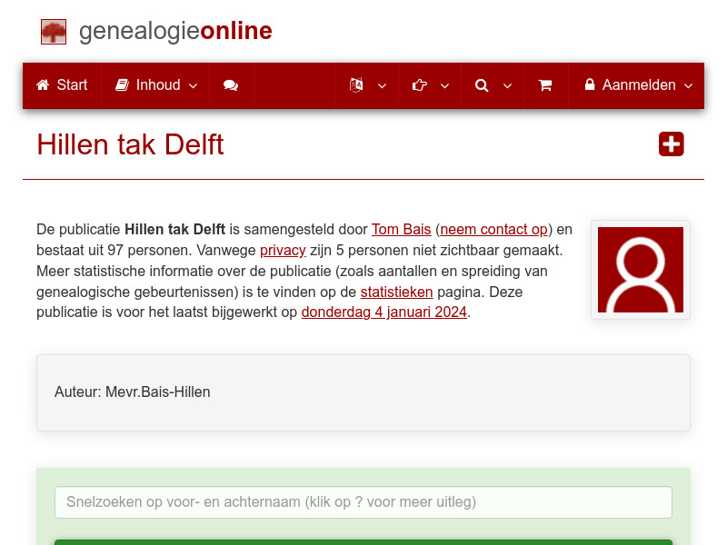 Screenshot van website