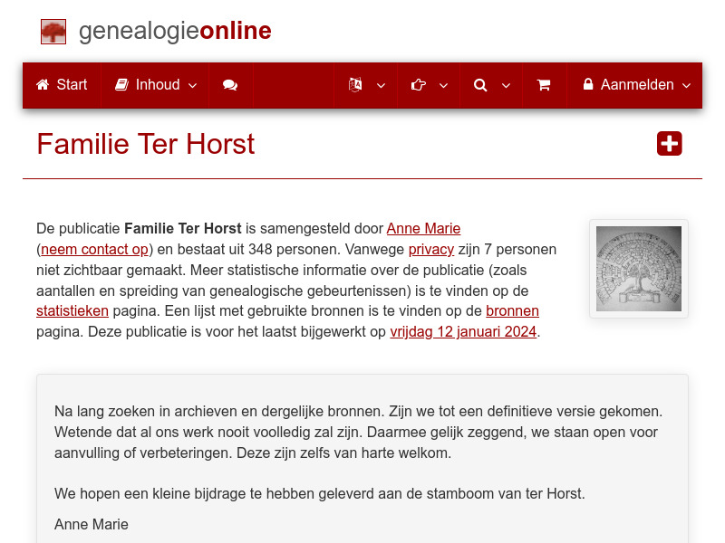 Screenshot van website