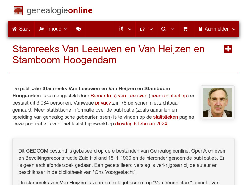 Screenshot van website