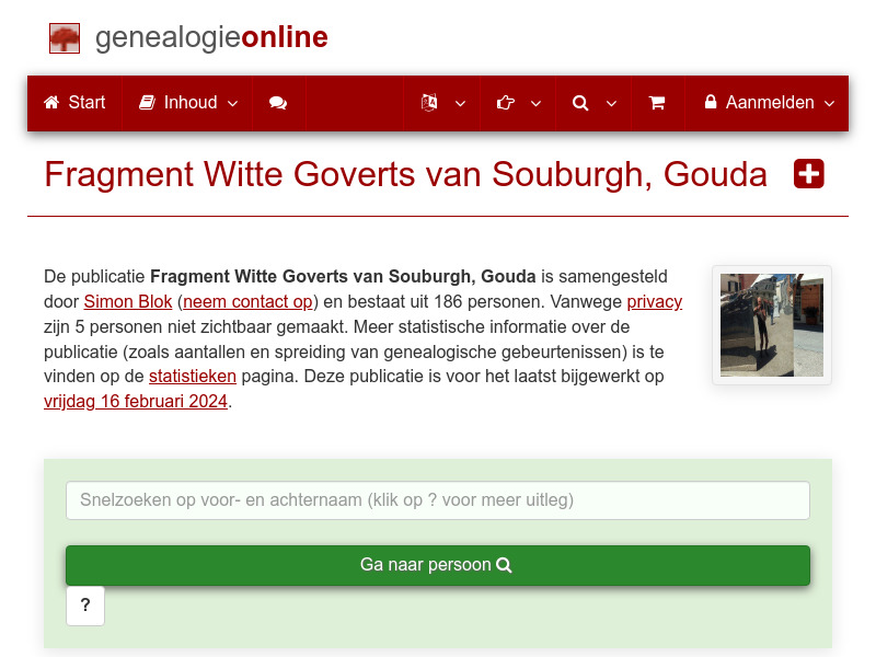 Screenshot van website