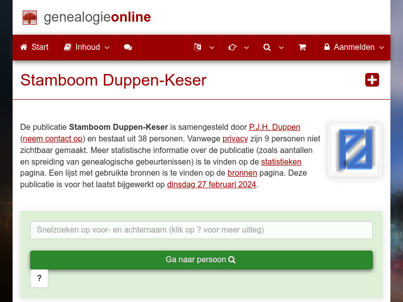 Screenshot van website
